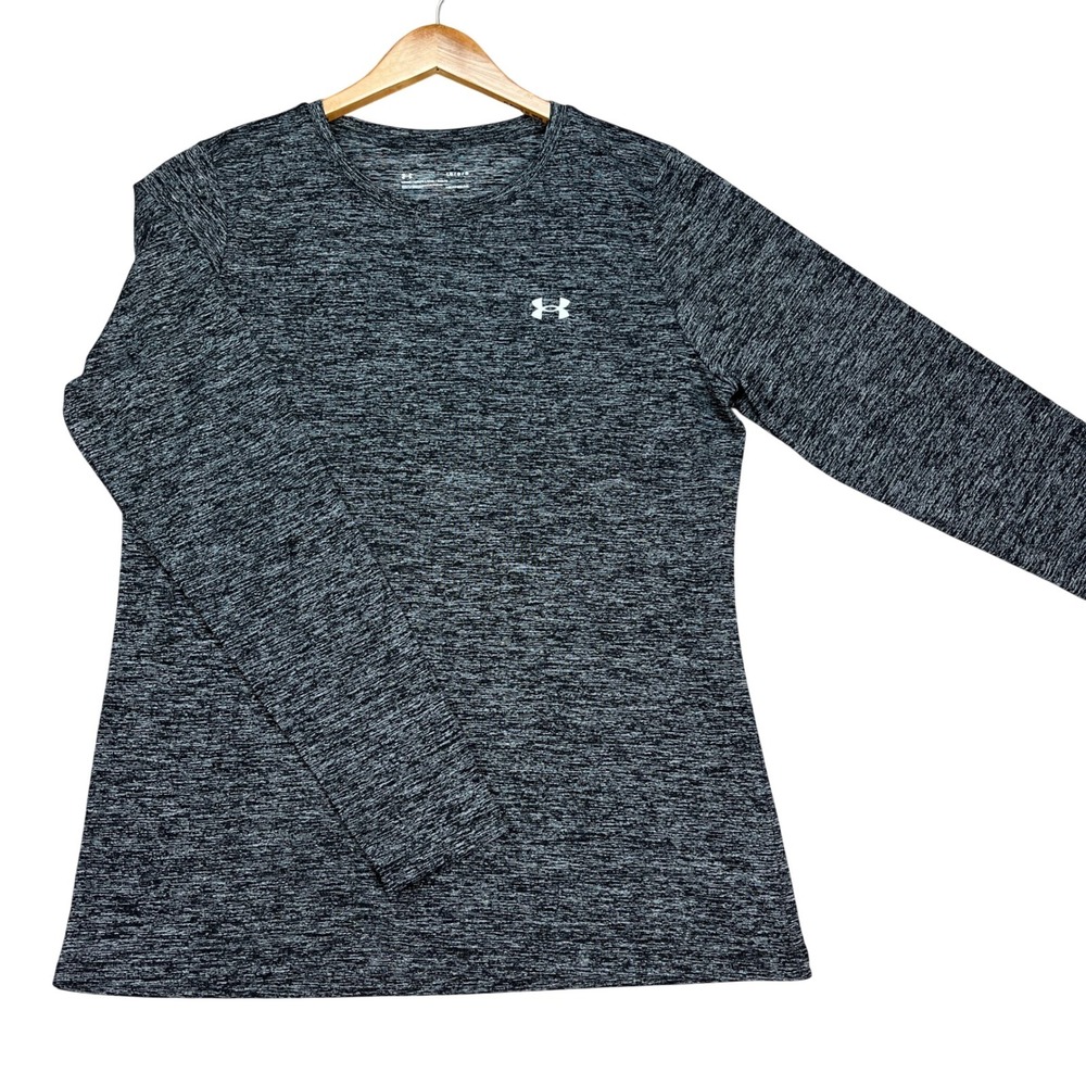 Under Armour Shirt Mens Large Gray Heather Long Sleeve HeatGear Loose Fit EUC